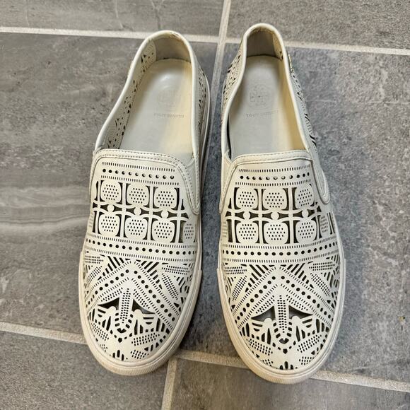 EUC Tory Burch Roselle Laser Cut Leather Slip On Sneakers Size 10 - Picture 10 of 10